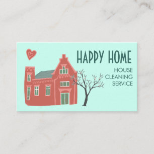 House Cleaning Home Services Charming Pink Green Business Card