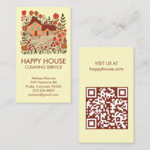 House Cleaning Home Services Floral Farmhouse Business Card