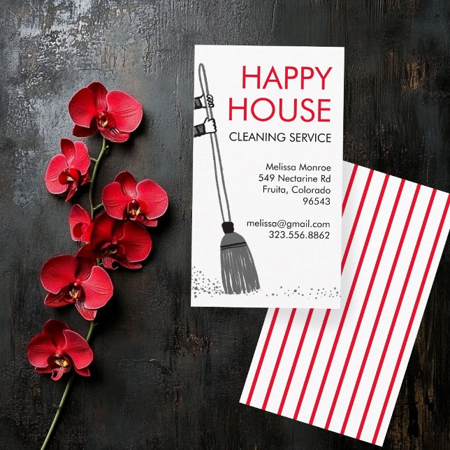 House Cleaning Home Services Janitorial Supplies Business Card (House Cleaning Home Services Janitorial Supplies Sweep Broom Business Card
)