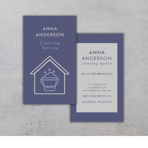 House Cleaning Home Services Minimal Simple Purple Business Card