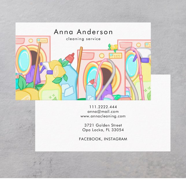 House Cleaning Home Services Watercolor Colourful Business Card (Creator Uploaded)