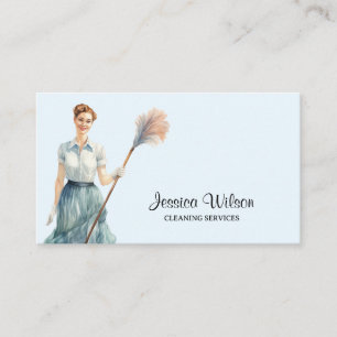 House Cleaning Housekeeping Retro Maid Service  Business Card