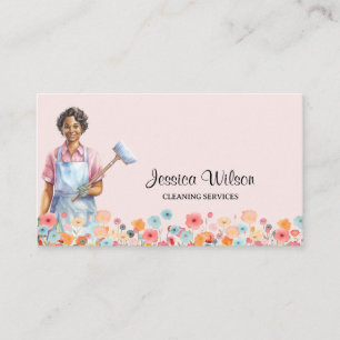 House Cleaning Housekeeping Retro Maid Service  Business Card