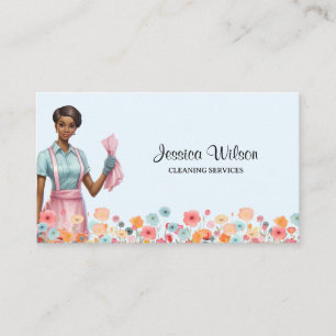 House Cleaning Housekeeping Retro Maid Service  Business Card