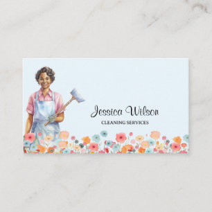 House Cleaning Housekeeping Retro Maid Service Business Card