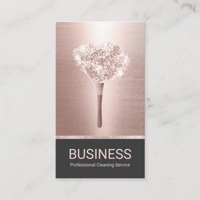 House Cleaning Housekeeping Rose Gold Maid Service Business Card (Front)