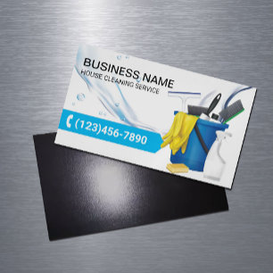 House Cleaning Housekeeping Service Water Flows Magnetic Business Card