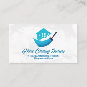 House Cleaning Logo Broom Business Card