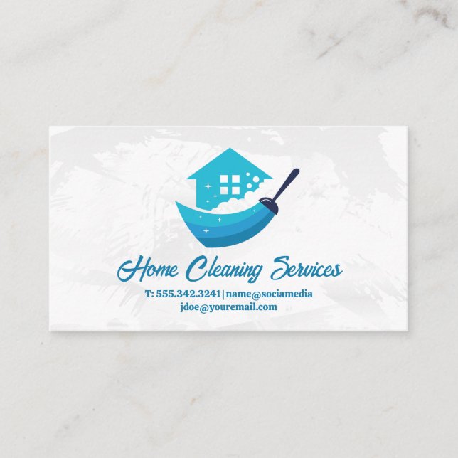 House Cleaning Logo | Broom Business Card (Front)