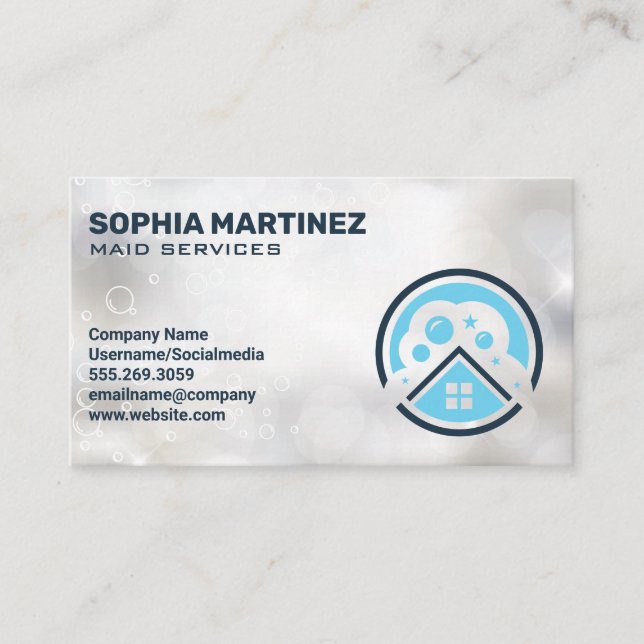 House Cleaning Logo Business Card (Front)