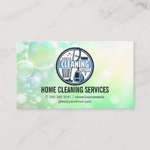 House Cleaning Logo Janitorial Services Business Card