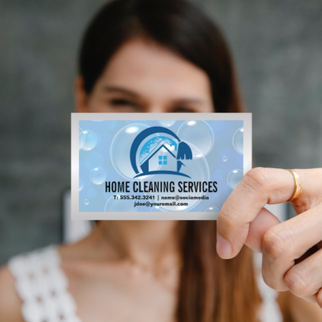 House Cleaning Logo | Soap Bubbles Business Card (Creator Uploaded)