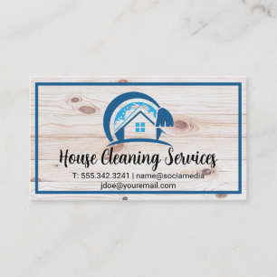 House Cleaning Logo Wooden Board Business Card