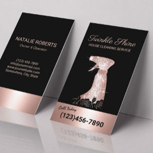 House Cleaning Luxury Rose Gold Housekeeping Business Card