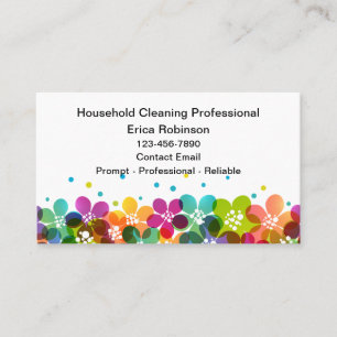 House Cleaning Maid Colorful Business Cards