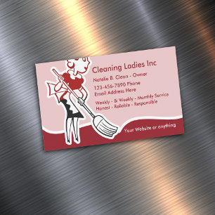 House Cleaning Maid Magnetic Business Card
