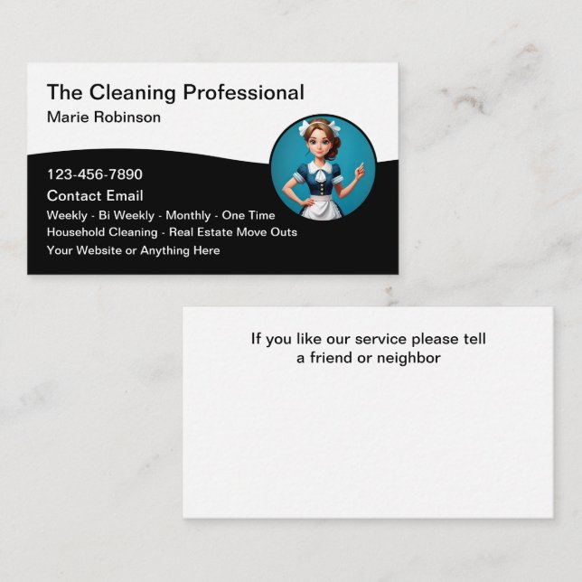 House Cleaning Maid Service Business Card (Front/Back)