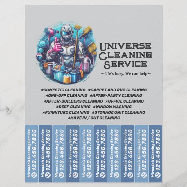 House cleaning Maid Service Flyer Tear Off Strips (Front)