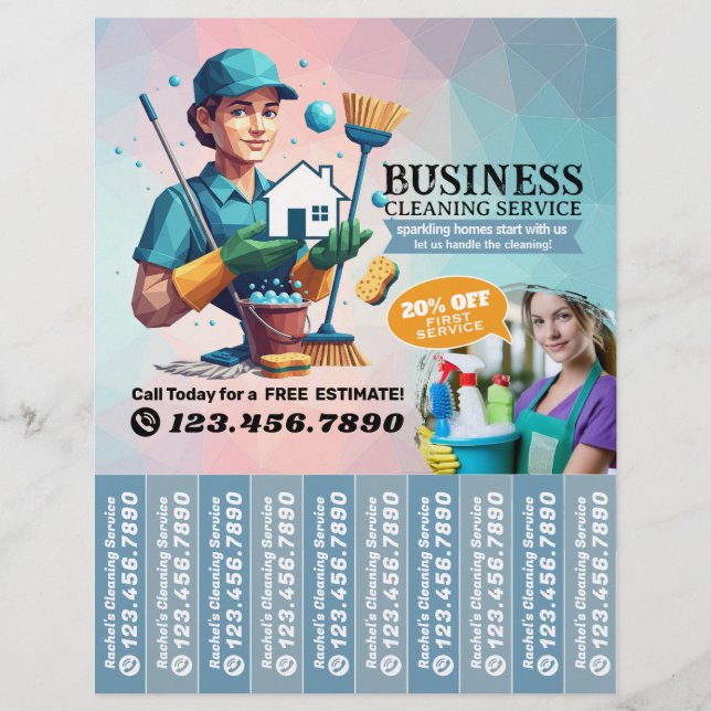 House cleaning Maid Service Flyer Tear Off Strips (Front)