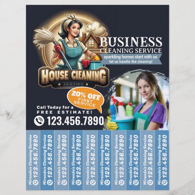 House cleaning Maid Service Flyer Tear Off Strips (Front)