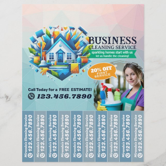 House cleaning Maid Service Flyer Tear Off Strips (Front)