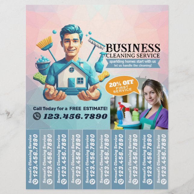 House cleaning Maid Service Flyer Tear Off Strips (Front)