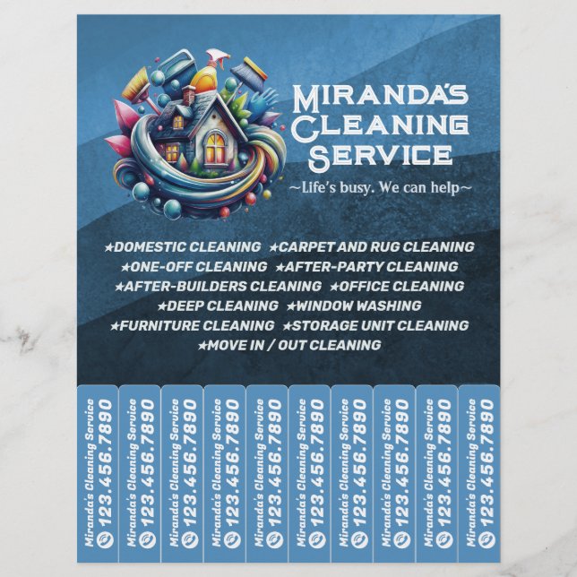House cleaning Maid Service Flyer Tear Off Strips (Front)