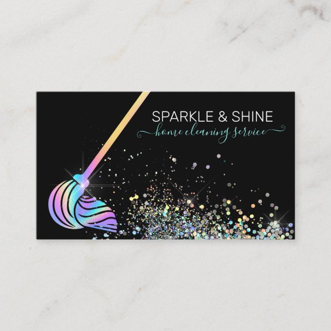 House Cleaning Maid Service Glitter Holographic Business Card (Front)