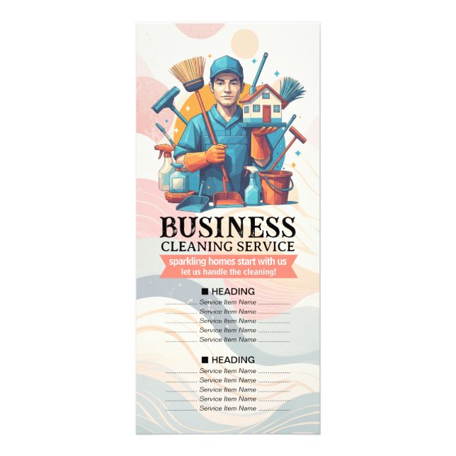 House Cleaning Maid Service Housekeeping Price Rack Card (Front)