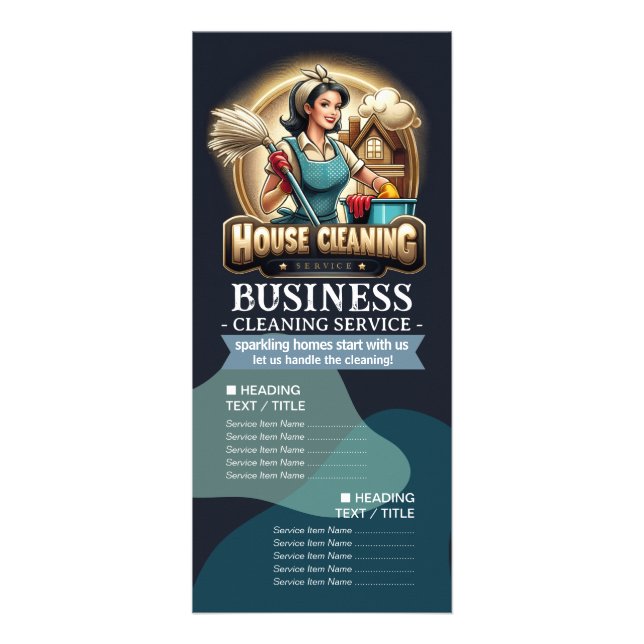 House Cleaning Maid Service Housekeeping Price Rack Card (Front)