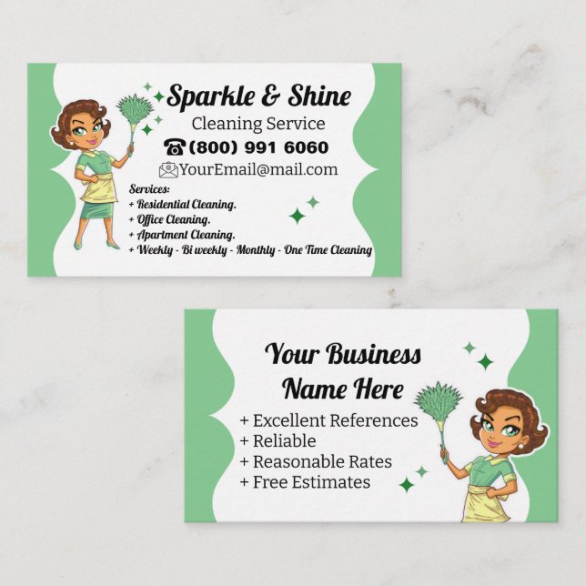 House Cleaning Maid Service Janitor Housekeeping Business Card (Front/Back)