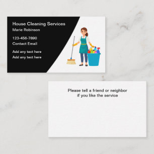 House Cleaning Maid Service Modern Business Card