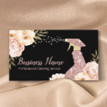 House Cleaning Maid Service Modern Floral Black Business Card<br><div class="desc">House Cleaning Maid Service Modern Floral Black Business Card.</div>