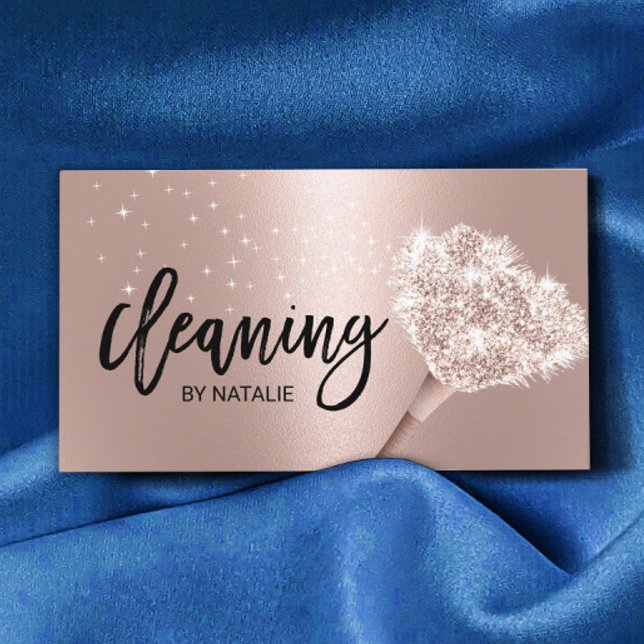House Cleaning Maid Service Rose Gold Typography Business Card (Creator Uploaded)