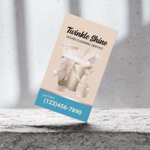 House Cleaning Modern Begei & Blue Housekeeping Business Card