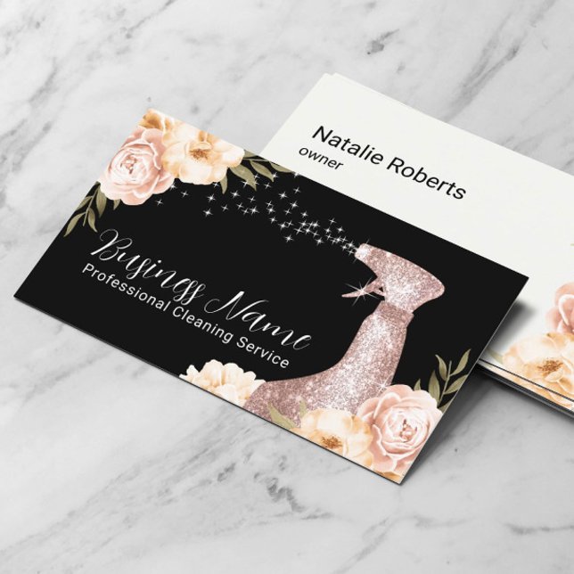 House Cleaning Modern Floral Maid Service Business Card (Creator Uploaded)