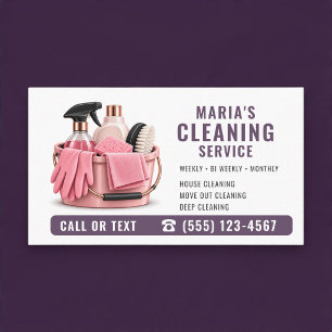 House Cleaning Pink Purple Professional Business Card