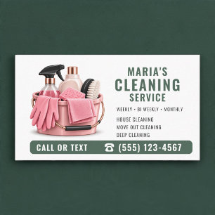 House Cleaning Pink Sage Green Professional Business Card