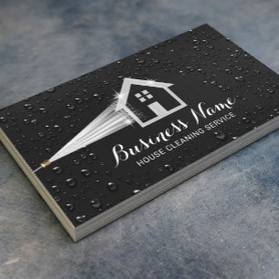 House Cleaning Pressure Washing Black Cleaning Business Card