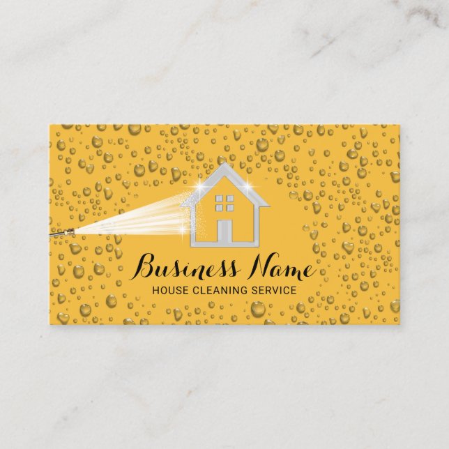 House Cleaning Pressure Washing Gold Cleaning Business Card (Front)