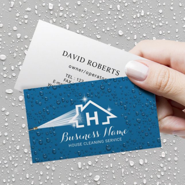 House Cleaning Pressure Washing Monogram Logo Business Card (Creator Uploaded)