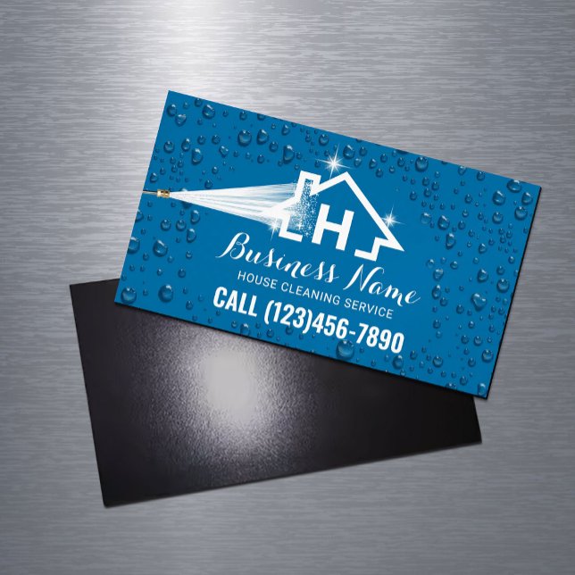 House Cleaning Pressure Washing Monogram Logo Magnetic Business Card (Creator Uploaded)