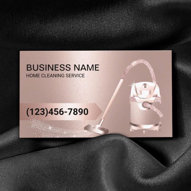 House Cleaning Rose Gold Carpet Cleaning Housekeep Business Card (Creator Uploaded)