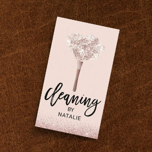 House Cleaning Rose Gold Glitter Housekeeping Business Card