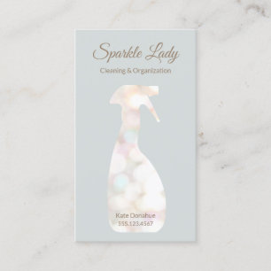 House Cleaning Service Bokeh Spray Bottle Business Card
