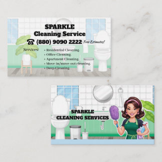 House Cleaning Service Business card Green Maid