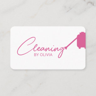 House Cleaning Service Business Card I Pink White