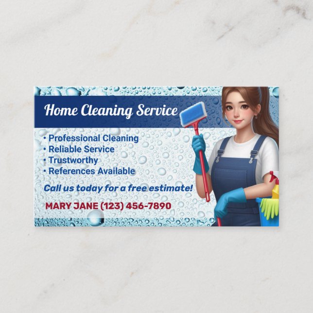 House Cleaning Service Business Cards (Front)