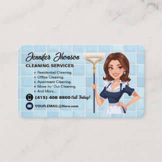 House Cleaning Service Cute Maid Business Card