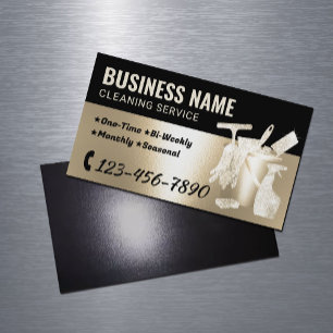 House Cleaning Service Gold Glitter Housekeeping Magnetic Business Card